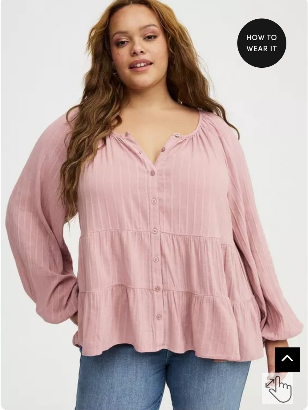 torrid Dusty Rose Button-Front Tiered Peasant Blouse